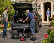 Shoprider Echo+ portable scooter being loaded for everyday transportation