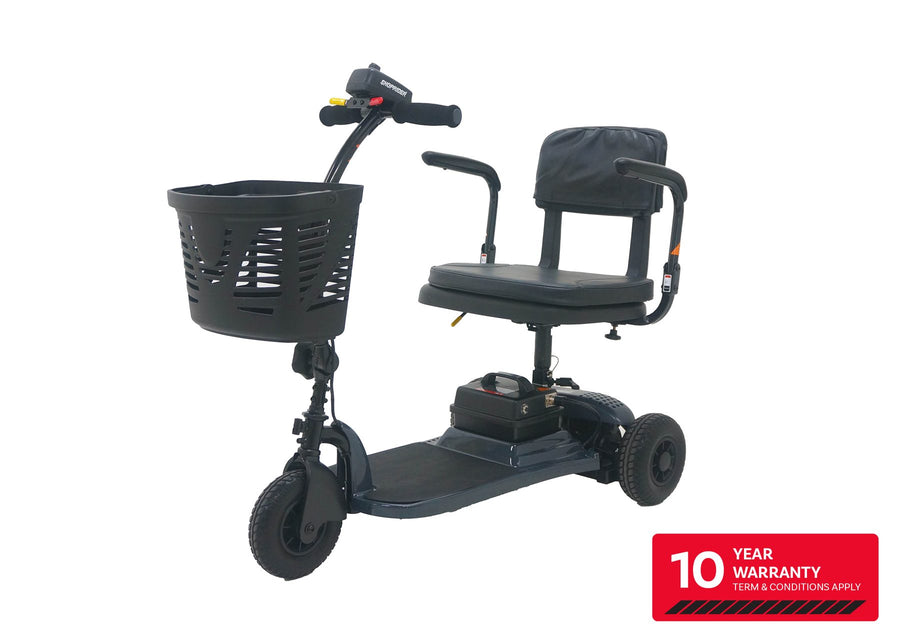 Shoprider Echo+ compact 3-wheel travel scooter side view