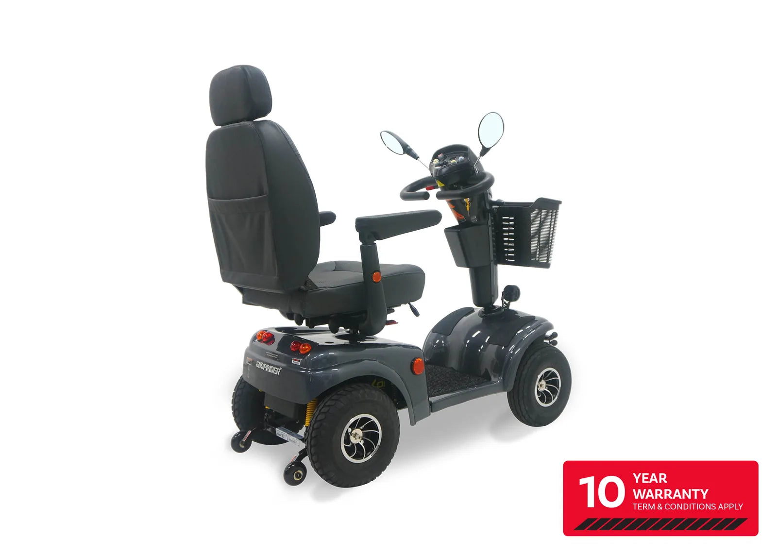 Shoprider Expedition XL4 adjustable tiller USB charging port and storage pocket